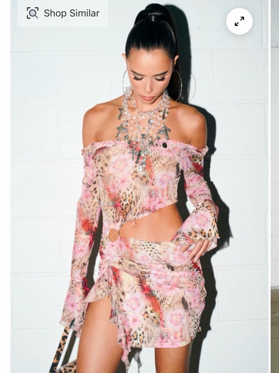 AKIRA Dresses & Skirts - Floral Leopard Off-Shoulder Cutout mini dress - Pink